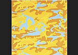 Andy Warhol Canvas Paintings - Camouflage orange yellow blue